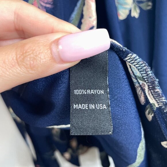 Christy Dawn The Autumn Floral Print Short Sleeve Wrap Dress Navy Blue Size S - Picture 8 of 11